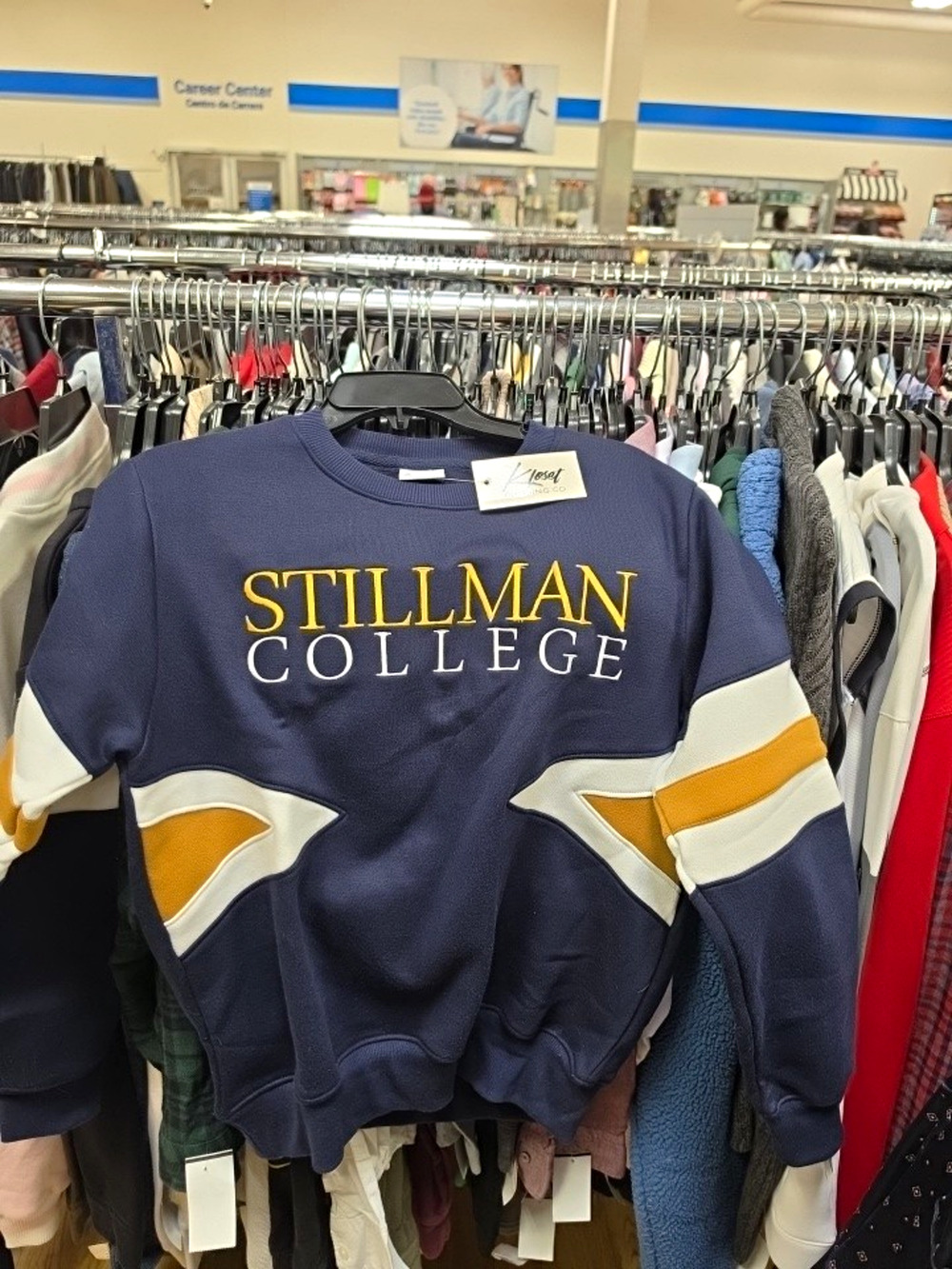 NWT Stillman College Tigers HBCU Colorblock Blue Gold Crewneck Sweatshirt Small